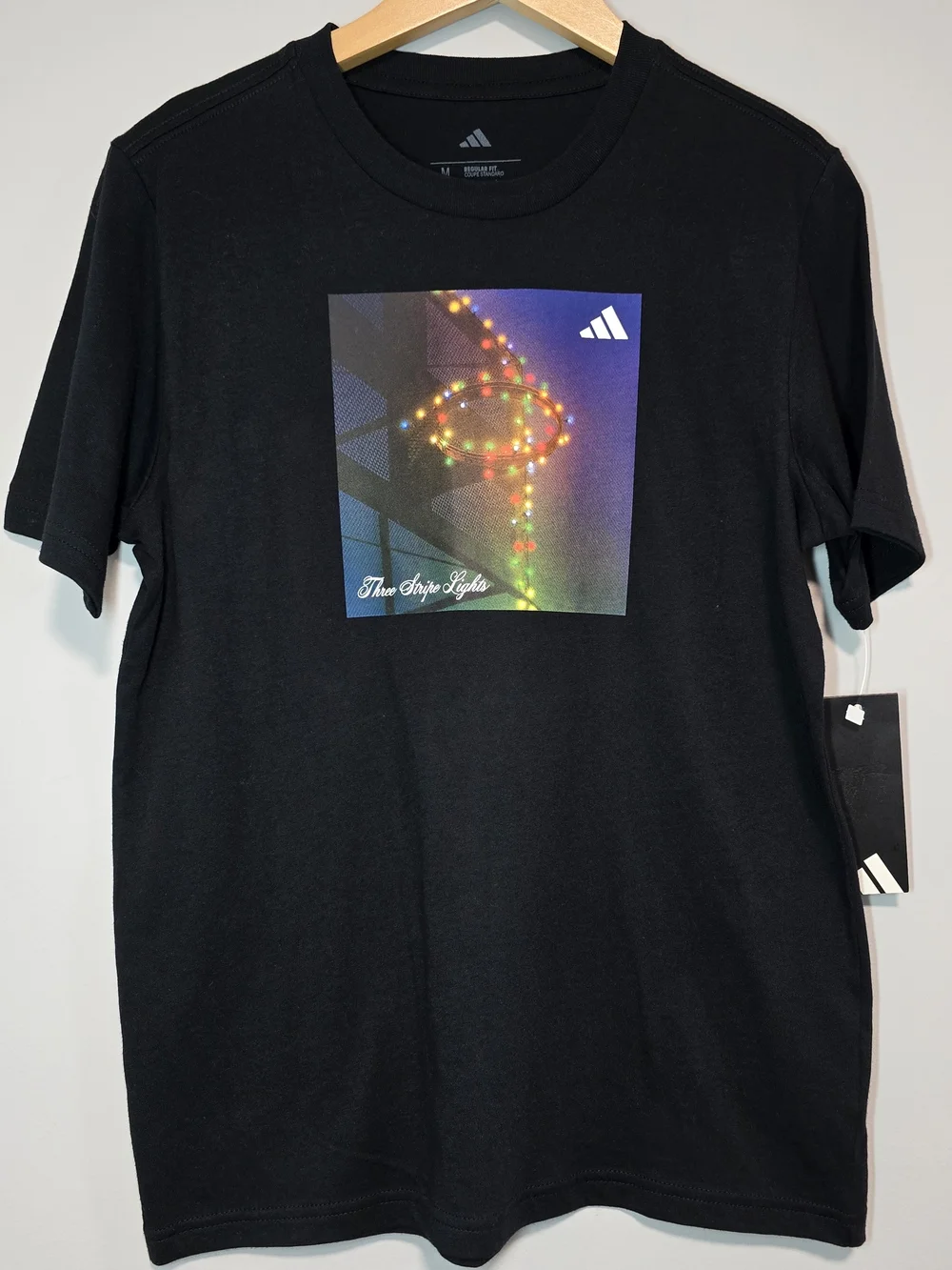 NEW Adidas Men’s Black Graphic Tee - Three Light Design